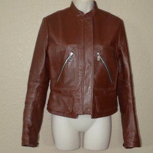 NWOT $2650 Sz 36 2 Barbara Bui Brown Leather Moto Jacket